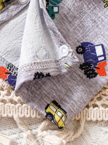 SHEIN Baby Boy Cartoon Graphic Overall Romper - Grey - View 6