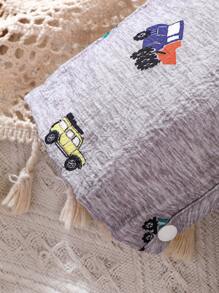 SHEIN Baby Boy Cartoon Graphic Overall Romper - Grey - View 7