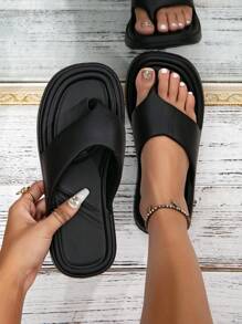 簡約風和時尚戶外海灘黑色人字拖 - 黑色 - 查看 1