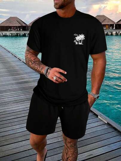 Guys Tropical Print Tee