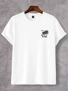 Manfinity RSRT 男士熱帶圖案T恤 - 白色 - 查看 3