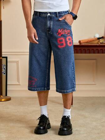 Prep Guys Letter Graphic Jeans