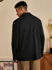 ROMWE MEN Prep 男士字母貼布翻蓋口袋西裝外套