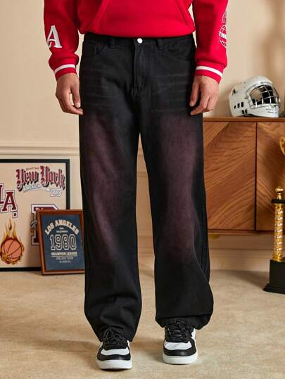 Prep Guys Slant Pocket Straight Leg Baggy Jeans