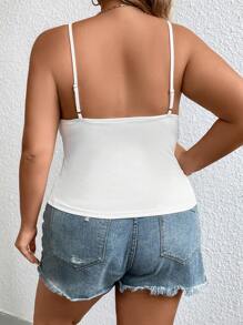 SHEIN Frenchy Plus Lace Trim Cami Top - Beige - View 2