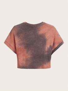 SHEIN EZwear Nhuộm buộc tay cánh Áo phông Crop - Nhiều màu - Xem 2