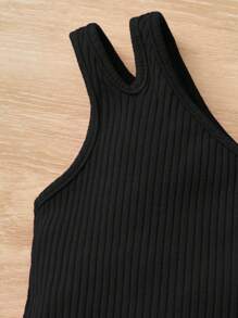 SHEIN 女嬰單肩上衣和印花喇叭褲 - 黑色 - 查看 3