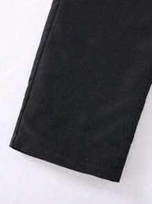 SHEIN Tween Boy Letter Patch Design Casual Pants, Suitable For School, Commute, Sports Chic Autumn/Winter - Black - View 5