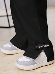 SHEIN Leap Crew 黑色宽松阔腿裤，柔软舒适百搭休闲装，适合运动、家居、外出，适合男宝宝和女宝宝 - 黑色 - 查看 6