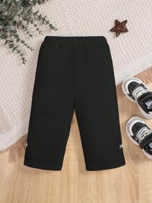SHEIN Leap Crew 黑色宽松阔腿裤，柔软舒适百搭休闲装，适合运动、家居、外出，适合男宝宝和女宝宝 - 黑色 - 查看 7