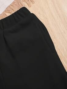 SHEIN Leap Crew 黑色宽松阔腿裤，柔软舒适百搭休闲装，适合运动、家居、外出，适合男宝宝和女宝宝 - 黑色 - 查看 10