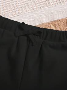 SHEIN Leap Crew 黑色宽松阔腿裤，柔软舒适百搭休闲装，适合运动、家居、外出，适合男宝宝和女宝宝 - 黑色 - 查看 11