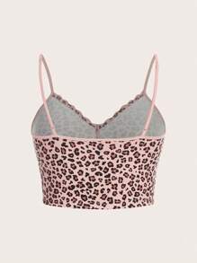 SHEIN EZwear Plus Leopard Print Lace Trim Cami Top - Multicolor - View 2