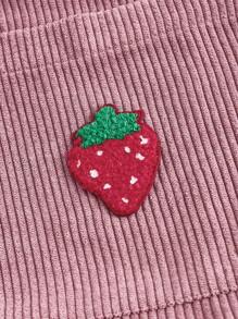 SHEIN EZwear Strawberry Embroidery Pinafore Dress Without Tee - Dusty Pink - View 4