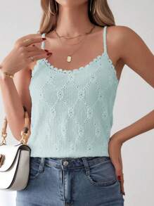 SHEIN Frenchy 網眼刺繡吊帶上衣