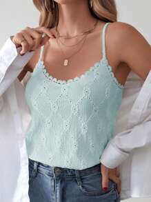 SHEIN Frenchy 網眼刺繡吊帶上衣