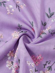 SHEIN EZwear 碎花木耳邊吊帶連衣裙 - 紫丁香色 - 查看 4