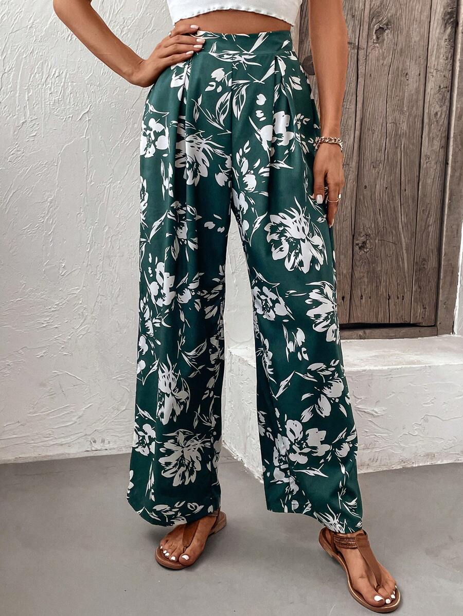 EMERY ROSE Floral Print Wide Leg Pants - Multicolor - View 1