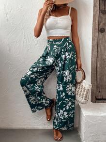 EMERY ROSE Floral Print Wide Leg Pants - Multicolor - View 5