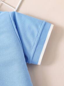SHEIN Chico joven Camisa polo ribete en contraste