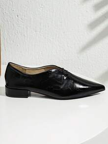 Donna strutturato con lacci a punta Ballerine , elegante nero Ballerine a mocassino per esterno - nero - Visualizzare 3
