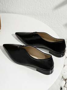 Donna strutturato con lacci a punta Ballerine , elegante nero Ballerine a mocassino per esterno - nero - Visualizzare 5