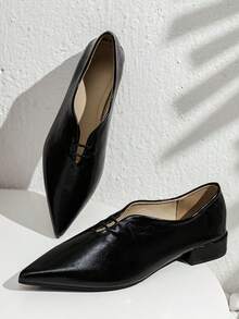 Donna strutturato con lacci a punta Ballerine , elegante nero Ballerine a mocassino per esterno - nero - Visualizzare 6