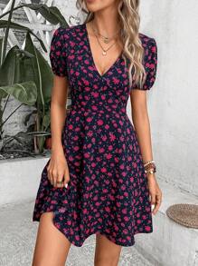 Breezaya 满版花卉印花泡泡袖连衣裙 度假海滩装 女装