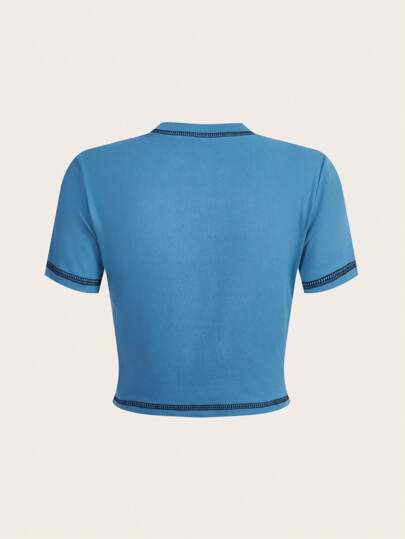 Creatorimage T-shirt Tête De Mort & Graphique De Slogan À Surpiqûres