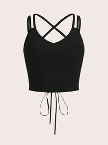 ROMWE Goth Coa dây Cami ngọn - màu đen - Xem 4