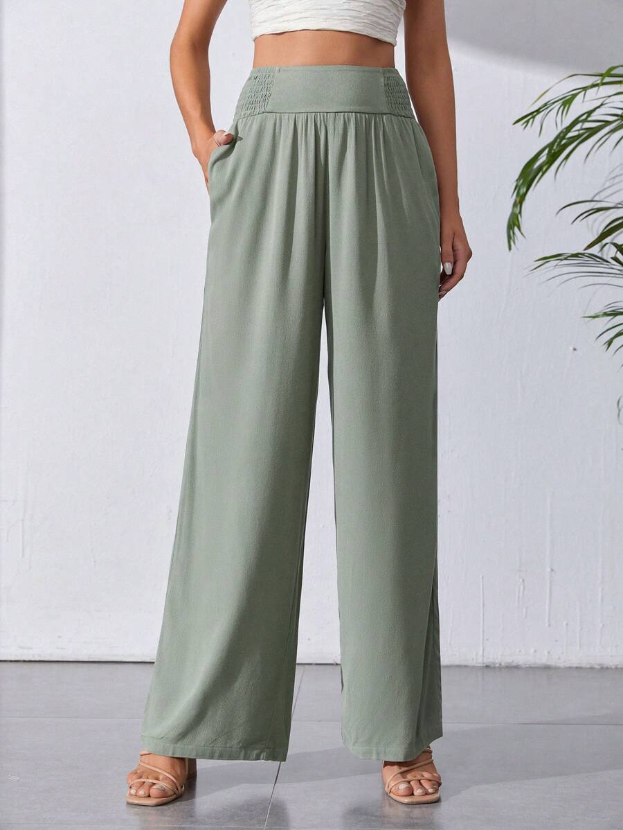 SHEIN Tall Solid Wide Leg Pants | SHEIN USA