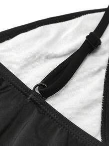 Conjunto de bikini con estampado de leopardo y volantes en el bajo para niña preadolescente, para playa de verano - Multicolor - Ver 5