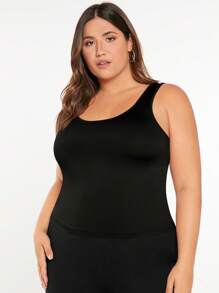SHEIN BASICS Talla grande Top tank unicolor - Negro - Ver 5