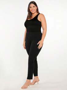 SHEIN BASICS Talla grande Top tank unicolor - Negro - Ver 3