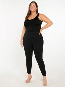 SHEIN BASICS Talla grande Top tank unicolor - Negro - Ver 4