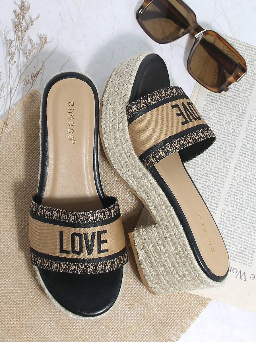 字母圖案編織穆勒涼鞋 - 彩色 - 查看 1