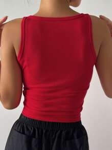 DAZY Solid Ribbed Knit Crop Tank Top