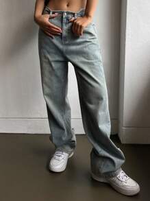 DAZY Solid Wide Leg Jeans,Baggy Jeans - Light Wash - View 5