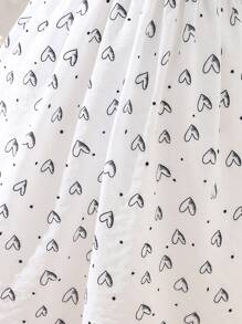 SHEIN Girls Allover Heart Print Puff Sleeve Bow Front Dress - White - View 4