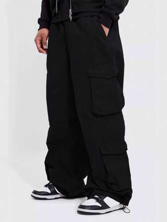 Guys Flap Pocket Side Drawstring Waist Cargo Pants