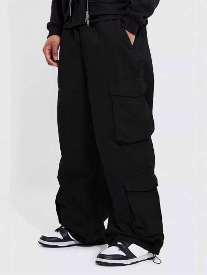 Guys Flap Pocket Side Drawstring Waist Cargo Pants