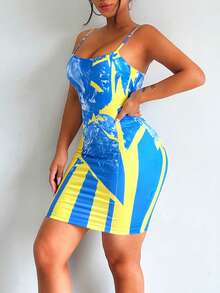 Tie Dye Bodycon Dress - Multicolor - View 3