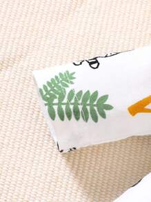 SHEIN 男嬰卡通圖案撞色滾邊連體衣和運動褲和帽 - 薄荷綠 - 查看 6