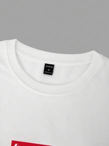 Manfinity Homme Loose Men's Letter Graphic Drop Shoulder T-Shirt - White - View 3