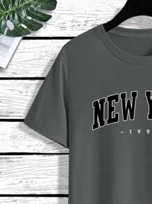 Manfinity Homme 男士字母圖案T恤和腰部抽繩短褲 - 彩色 - 查看 3