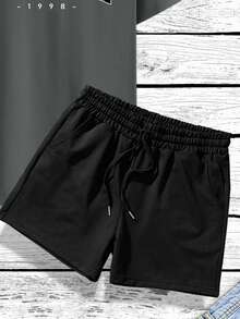 Manfinity Homme 男士字母圖案T恤和腰部抽繩短褲 - 彩色 - 查看 5