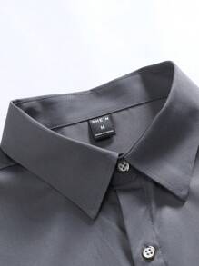Manfinity Homme Nam Bóng Nút Lên Áo sơ mi Without Tee - Màu xám đen - Xem 4
