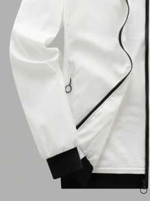 Manfinity Homme Men Letter Graphic Zip Up Bomber Jacket Without Tee - White - View 4