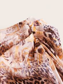 SHEIN BAE Váy nữ Dây kéo Xù Tách cao In hoa Báo Thanh lịch - Nhiều màu - Xem 3