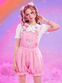 ROMWE X Care Bears 卡通圖形連體工裝 - 粉色 - 查看 1